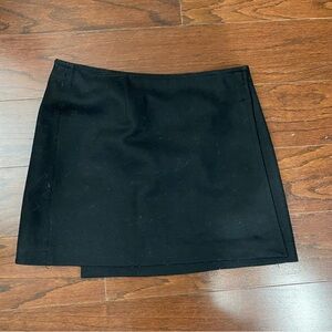 Vintage Express Black Wool Blend Mini WrapSkirt Sz 5/6 Academia Preppy Goth Y2K